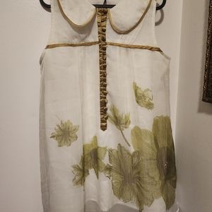 Green and Off white tunic top